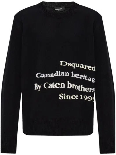 DSQUARED2 TEXT-EMBROIDERED SWEATER