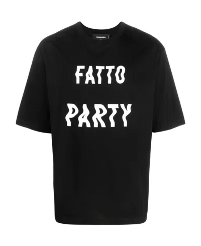 DSQUARED2 TEXT-PRINT COTTON T-SHIRT