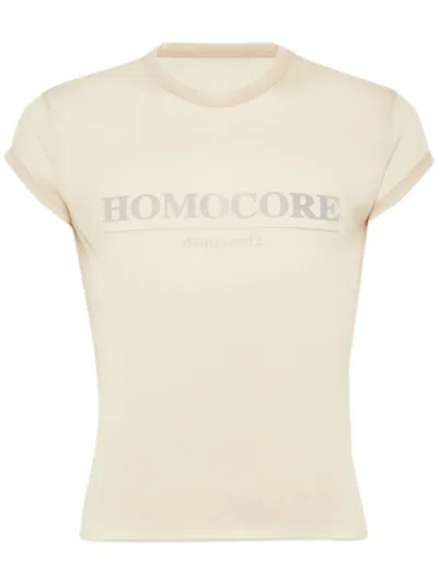 Dsquared2 T-shirt Mit Text-print In Nude
