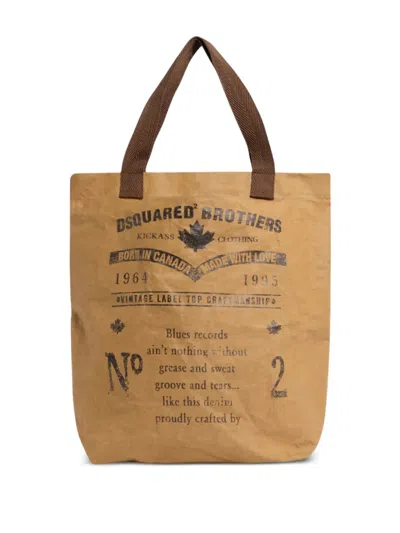 Dsquared2 Text-print Tote Bag In Brown