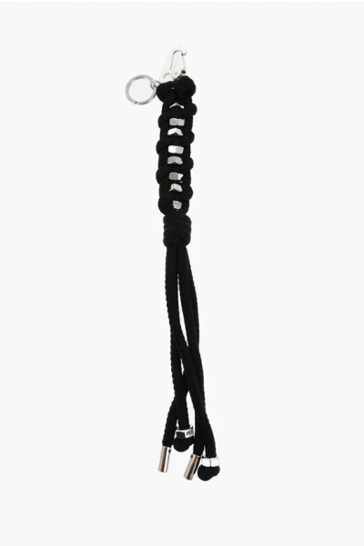 Dsquared2 Textile Keyring With Metal Details In Black