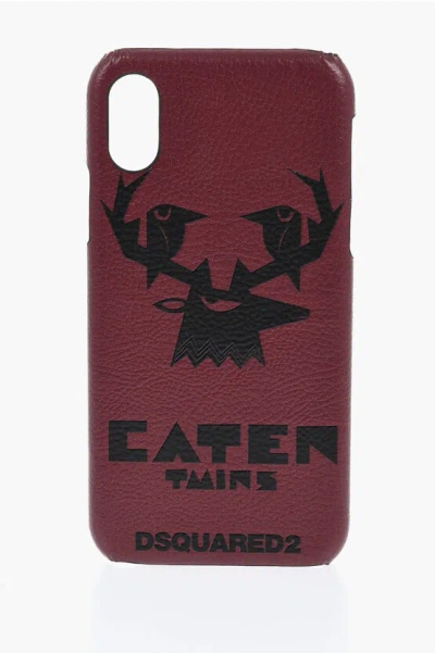 Dsquared2 Textured Eco-leather Iphone X Case In Burgundy