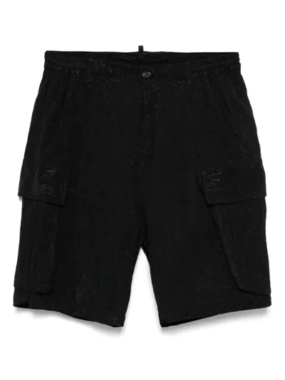 Dsquared2 Textured-finish Cargo Shorts In Black
