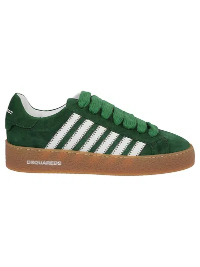 Dsquared2 Textured Green Sneakers With Retro Patch And Chunky Sole In Black