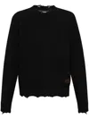 Dsquared2 Textured Knit Sweater With Raw Hem And Distressed Detailing In Black