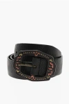 Dsquared2 Textured Leather Belt With Enamelled Leather Buckle 35mm In Black