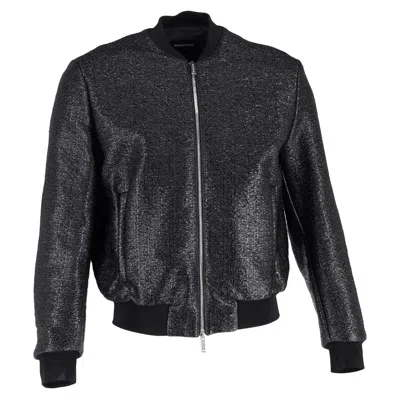 Dsquared2 Textured Zipped Bomber Jacket In Black Polyester