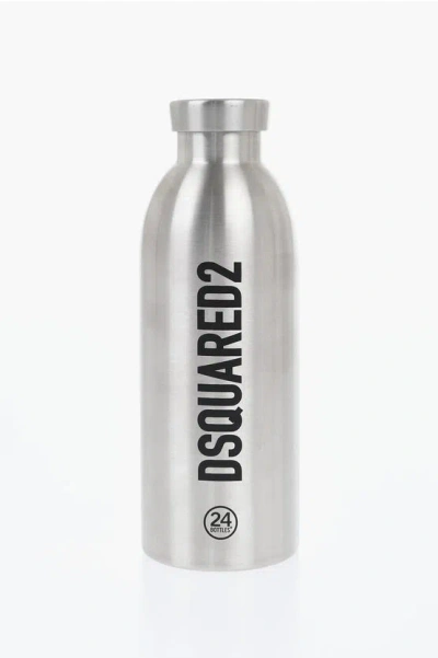 Dsquared2 Thermal Steel Bottle With Printed Logo In Metallic