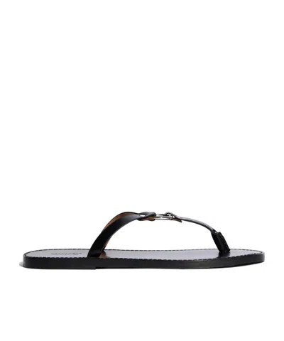 Dsquared2 Thong-strap Leather Sandals In Black