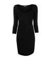Dsquared2 Three Quarter-sleeved Fitted Dress In Black