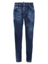 Dsquared2 Distressed Slim-fit Jeans With Unique Splatter Detailing In Blue