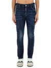 Dsquared2 Blue Jeans With Belt Loops And Logo Patch On The Rear In Blue