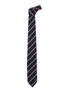 Dsquared2 Men Blue Tie With All-over Striped Motif In Silk Man In Blue