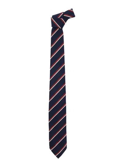 DSQUARED2 BLUE TIE WITH ALL-OVER STRIPED MOTIF IN SILK MAN