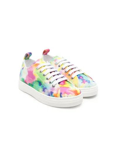 Dsquared2 Kids' Tie-dye Canvas Sneakers In 粉色