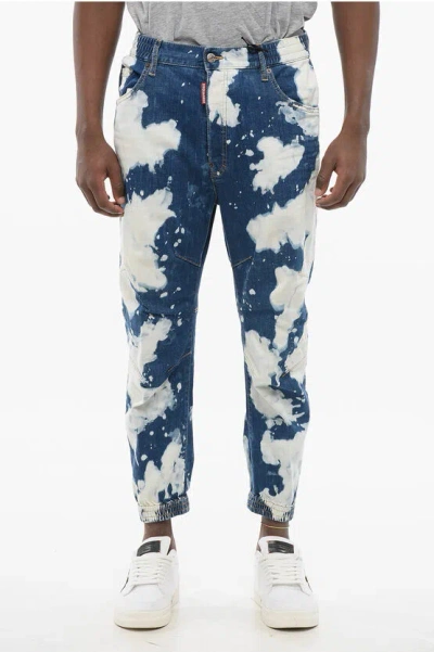 Dsquared2 Tie Dye Combat Fit Denims With Elastic Cuffs In Blue