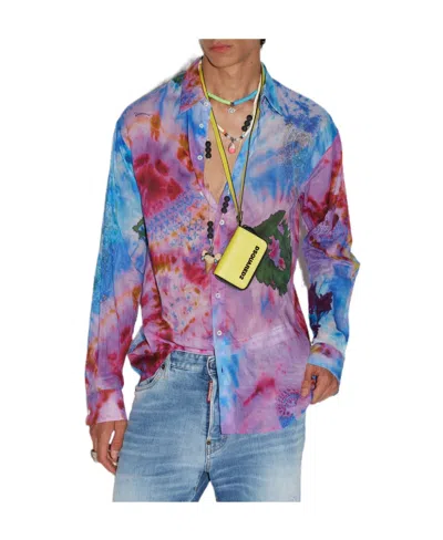 Dsquared2 Tie-dye Cotton Shirt In Multicolor