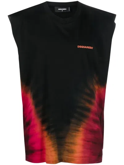 Dsquared2 Tie-dye Cotton Vest In Black