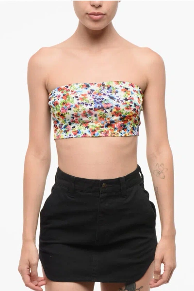 Dsquared2 Tie Dye Effect Cropped Top With Logo In Multi