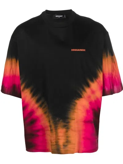 Dsquared2 D2 Flame Dropped Shoulder T-shirt In Multicolour
