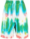 Dsquared2 Tie Dye-print Cotton Track Shorts In Green