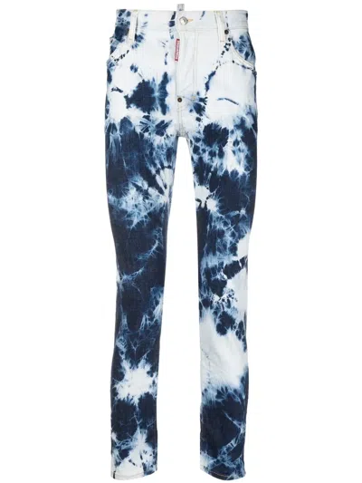 Dsquared2 Tie-dye Print Straight Trousers In Blue