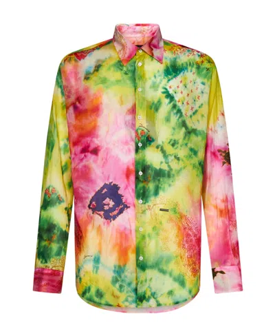 Dsquared2 Tie-dye Printed Straight Hem Shirt In Multicolor