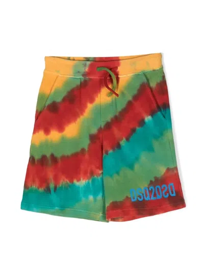 Dsquared2 Kids' Tie-dye Shorts In Cherry Tomato