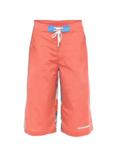Dsquared2 Tie-dye Drawstring-fastening Maxi Swim Shorts In Pink