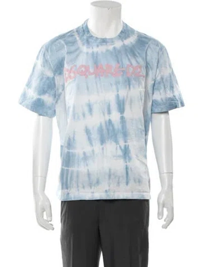 Pre-owned Dsquared2 Tie-dye Print Crew Neck Henley In Blue