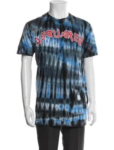 Pre-owned Dsquared2 Tie-dye Print Crew Neck T-shirt In Blue