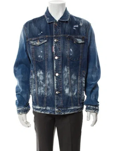Pre-owned Dsquared2 Tie-dye Print Denim Jacket In Blue
