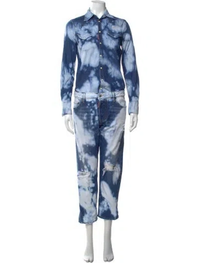 Pre-owned Dsquared2 Tie-dye Print Jumpsuit In Blue