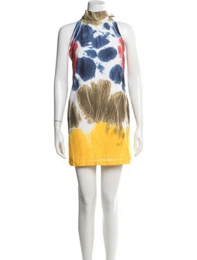Pre-owned Dsquared2 Tie-dye Print Mini Dress In Blue/white