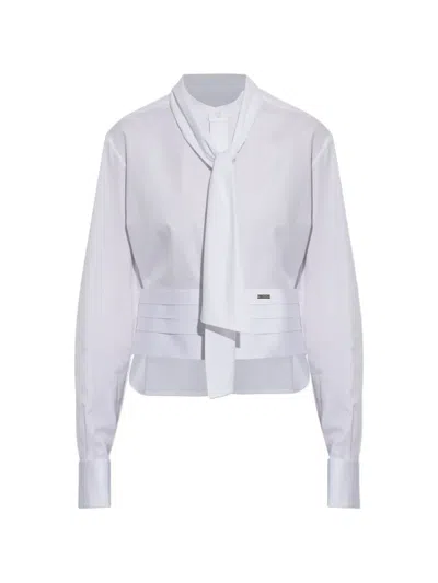 Dsquared2 Tie-neck Pleated Shirt In White