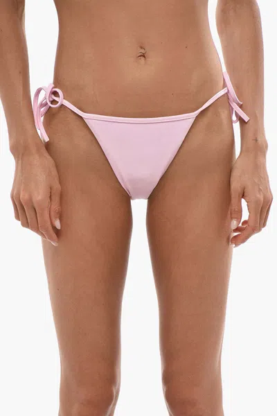 Dsquared2 Tie-side Bikini Brief With Embossed Logo In Pink