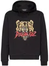 Dsquared2 Black Hoodie With Drawstring Hood And Maxi Logo Print On The Front In Cotton Man In Black