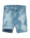 Dsquared2 Toddler Boy Denim Shorts Blue Size 6 Cotton, Elastane, Bovine Leather In Blue