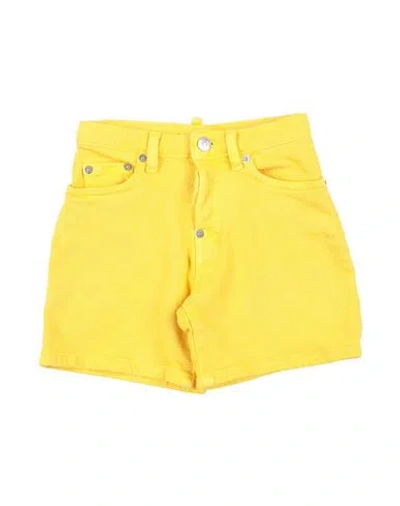 Dsquared2 Babies'  Toddler Boy Denim Shorts Yellow Size 6 Cotton, Elastane, Cow Leather