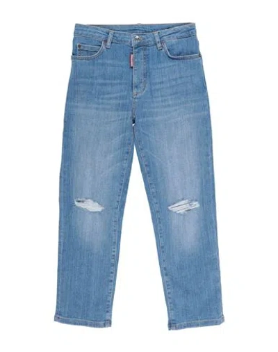 Dsquared2 Babies'  Toddler Girl Jeans Blue Size 6 Cotton, Elastane, Bovine Leather