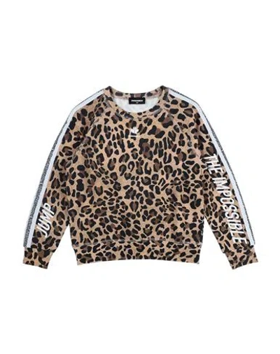 Dsquared2 Babies'  Toddler Girl Sweatshirt Sand Size 4 Nylon, Cotton, Polyester, Silicone In Beige