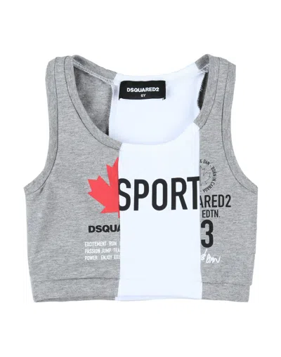 Dsquared2 Kids' Stripes Stretch Cotton Jersey Top In Grey,white