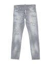Dsquared2 Toddler Jeans Light Grey Size 4 Cotton, Elastane, Bovine Leather In Grey