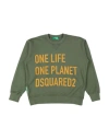 DSQUARED2 DSQUARED2 TODDLER SWEATSHIRT MILITARY GREEN SIZE 4 COTTON, ELASTANE