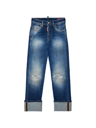 Dsquared2 Kids' Tomboy Distressed-finish Jeans In Blue