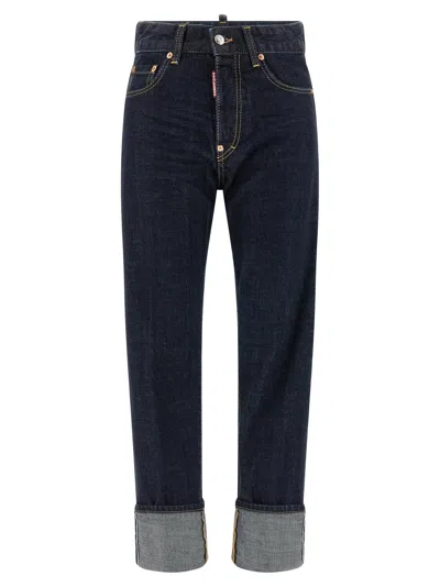 Dsquared2 Authentic Cuffed Jeans In Blue