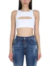 Dsquared2 Cut-out Viscose-blend Top In White