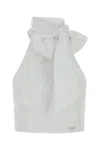 Dsquared2 Bow Detail Cropped Halterneck Sleeveless Top In White