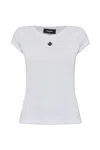 Dsquared2 Ribbed Crew Neck Cotton T-shirt In White