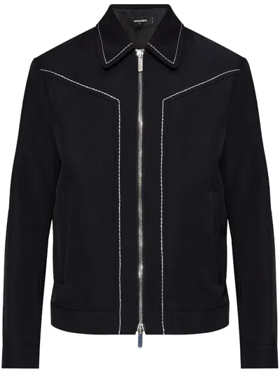 DSQUARED2 TOPSTITCHED WOOL JACKET